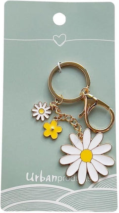 Urban Products Yellow & Green Daisy Flower Keyring