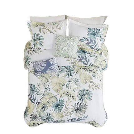 Harbor House 100 Percent Cotton Duvet Cover Lorelai Monstera Leaf Cal King 264 cm x 229 cm 5 Piece