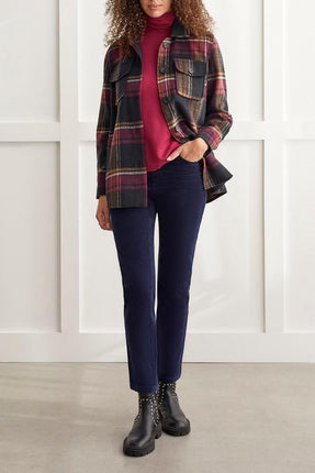 Tribal Mid Length Plaid Shacket Dahlia