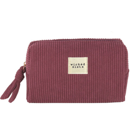 Wicked Sista Corduroy Cosmetic Pouch Plum