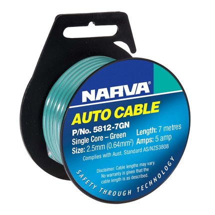 Narva Auto Cable Green 2.5mm X 7m Single Core