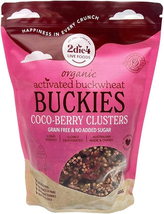 2die4 Live Foods Organic Activated Buckies Coco-Berry Clusters 400g