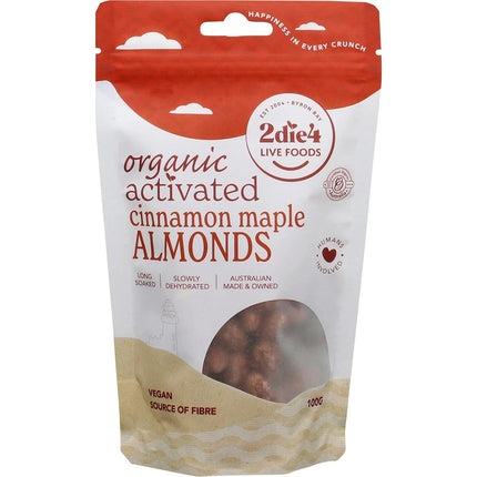 2die4 Live Food Organic Acitvated Almond Cinnamon Maple 100g