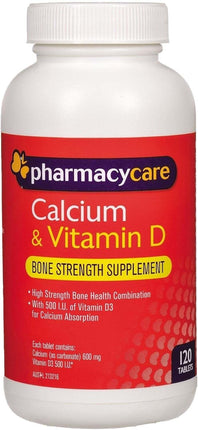 Pharmacy Care Calcium and Vitamin D3 for Bone Health and Density 120 Tablets