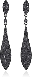 Witchery Crystal Drop Earrings Black Diamond Silver Tone Jewellery