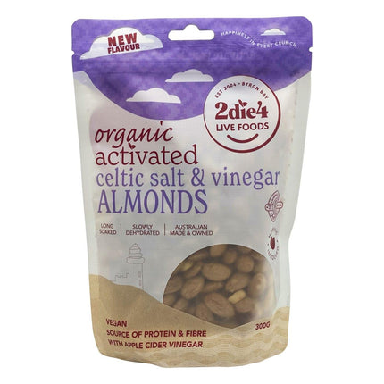 2die4 Live Food Organic Activated Celtic Salt and Vinegar Almond 300G