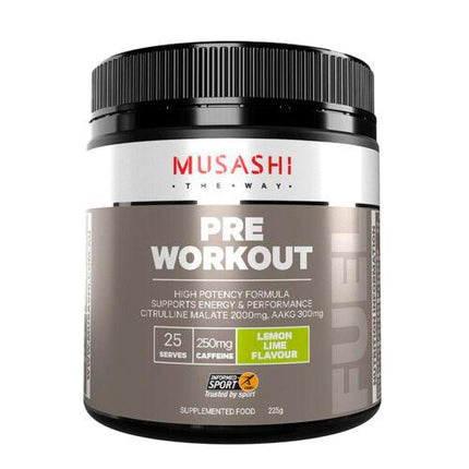Musashi Pre Workout Lemon Lime 225g - OhYouLuckyDuck.com.au