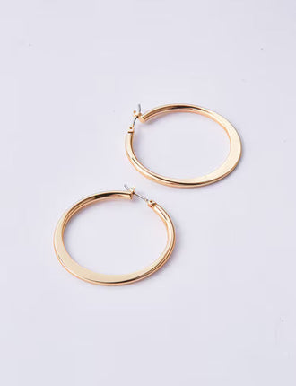 Earsense Flat Edge Click Hoop Earrings Imitation Gold 35MM