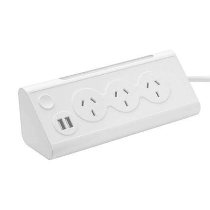 Arlec Powerboard Triable Socket with x2 USB As 2.1A & Light