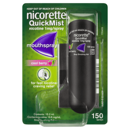 Nicorette Nicotine QuickMist Cool Berry Spray 150 Sprays - OhYouLuckyDuck.com.au