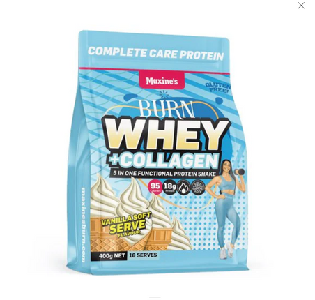 Maxine'S Burn Whey + Collagen 400G Vanilla Soft Serve