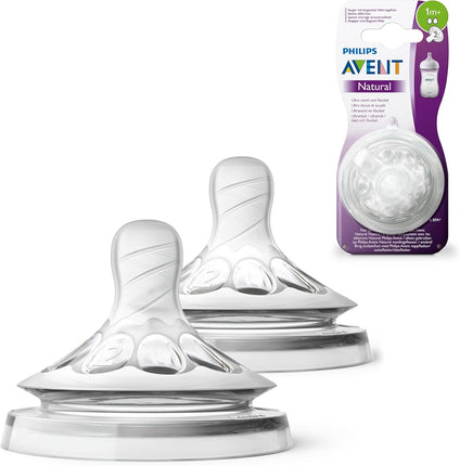 Avent Teat Natural 1M+ Slow Flow 2Pk