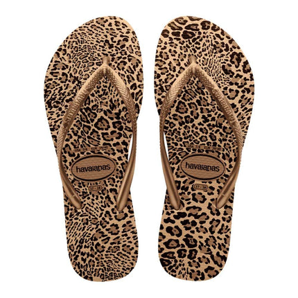 Havaianas Slim Animal Print Flip Flops Sand Gold 41/42
