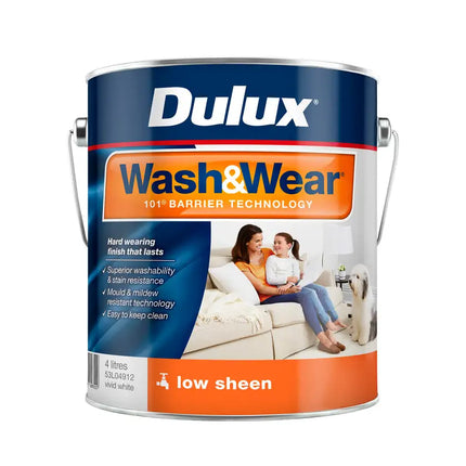 Dulux Wash and Wear Interior Low Sheen Vivid White 4L