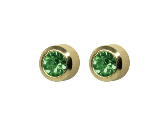 Studex System 75 24K Gold Plated Peridot Bezel Ear Piercing Studs 4mm