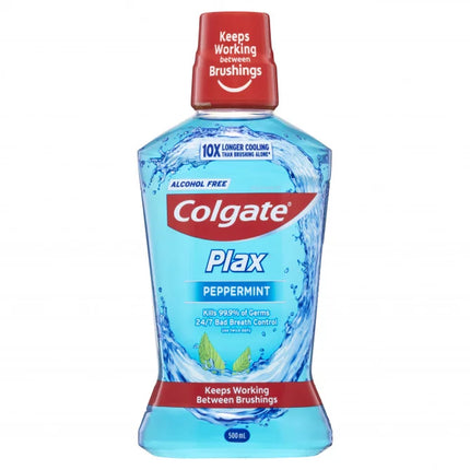 Colgate Plax Alcohol Free Mouthwash Peppermint 500ml - OhYouLuckyDuck.com.au