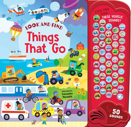 Lake Press Look and Find 50 Buttons Sounds Book Things That Go