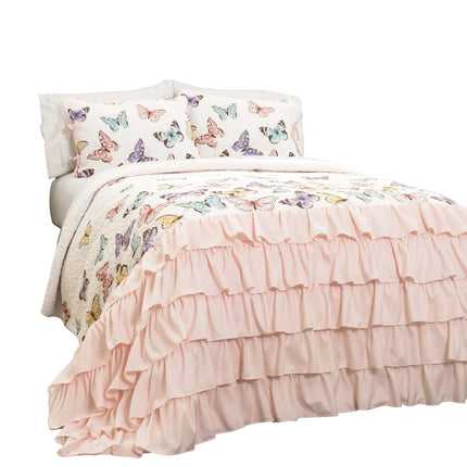 Lush Decor Flutter Butterfly 3 Piece Quilt Set Full Queen
