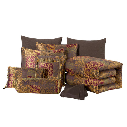 Chezmoi Collection Amelia 9 Piece Floral Jacquard Patchwork Comforter Set King