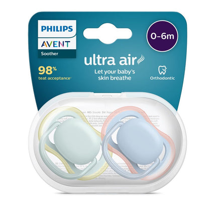 Avent Soother Ultra Air 0-6M 2Pk Plain