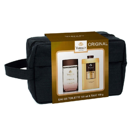 Yardley Original EDT 100mL & Talc Mens Wetpack Travel Toiletry Bag