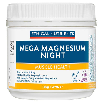 Ethical Nutrients Mega Magnesium Night 126g - OhYouLuckyDuck.com.au