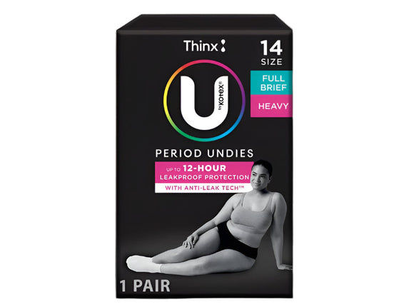 U by Kotex Thinx Period Undies  Size 14, Black