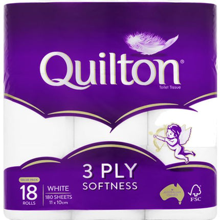 Quilton Classic White 3 Ply Toilet Tissue 18 Pack