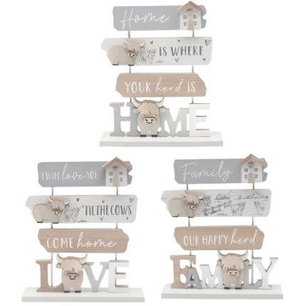 Gibson Gifts Highland Cow Triple Plaque