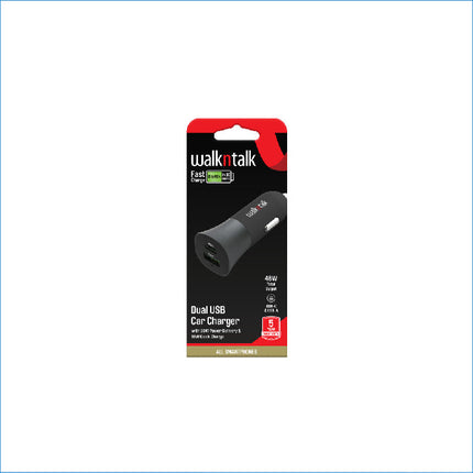 Walkntalk Fast Charge Dual Usb Car Charger 48w
