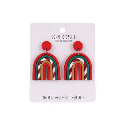 Splosh Christmas Large Candy Cane Rainbow Earrings