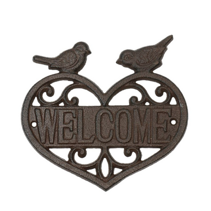 Cast Iron Welcome Birds Wall Plaque