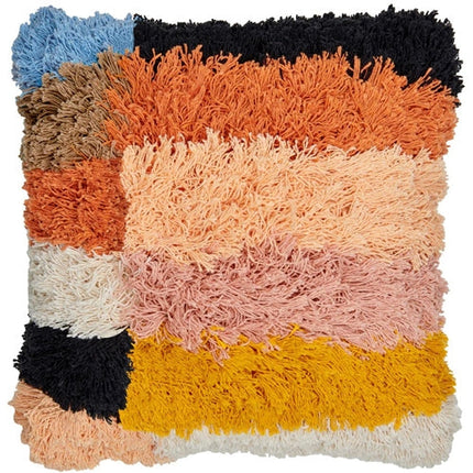 Rachel Castle Priscilla Shag Cushion Pink and Orange Stripe 55CM x 35CM