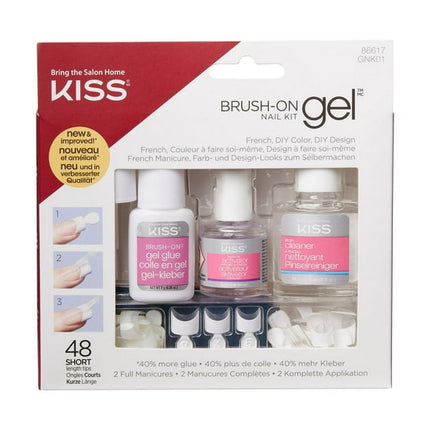 Kiss Brush On Gel Nail Kit 48 Short Length