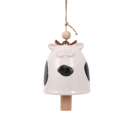 Rustic Meadow Cow Wind Chime with Bell for Garden and Patio Decor