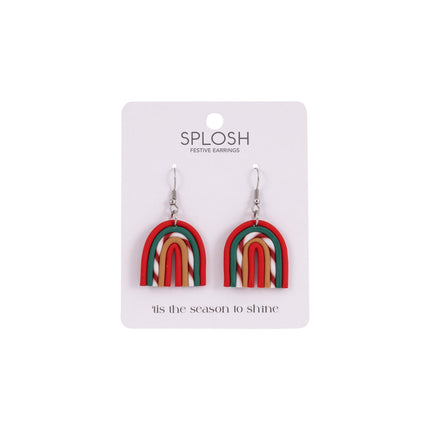 Christmas Small Candy Cane Rainbow Earrings