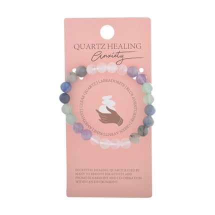 Gibson Gifts Quartz Anxiety Stress Faceted Round Gemstone Beads Bracelet 6 8 IINCH
