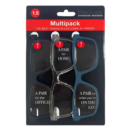 Black Ice Readers 3 Pack +1.5