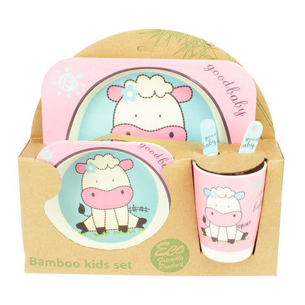 Baby & Me Cow Bamboo Kids Dinnerware Set