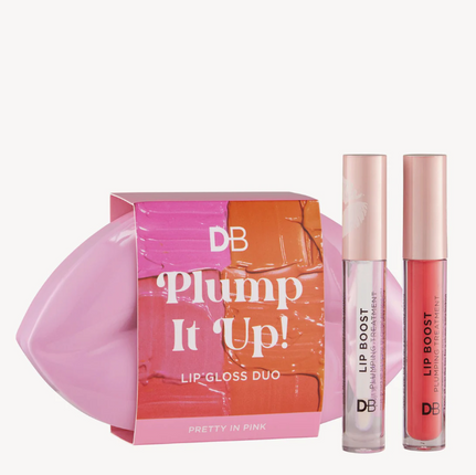 DB Cosmetics Plump It Up Lip Gloss Duo Pretty Pink - OhYouLuckyDuck.com.au