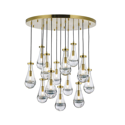 Rayne Collection - Round Cluster - W: 80cm H: 120cm - Brass Chandelier - OhYouLuckyDuck.com.au