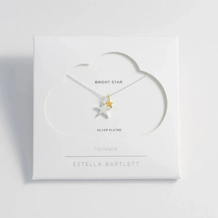 Estella Bartlett Two Tone Double Star Necklace Silver Plated