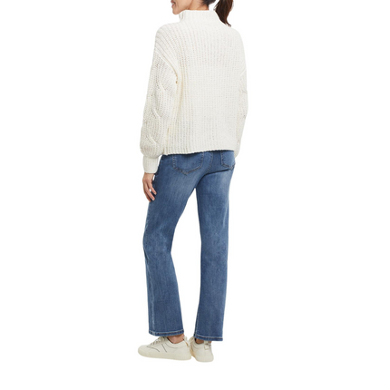 Tribal Mock Neck Boucle Sweater Eggshell