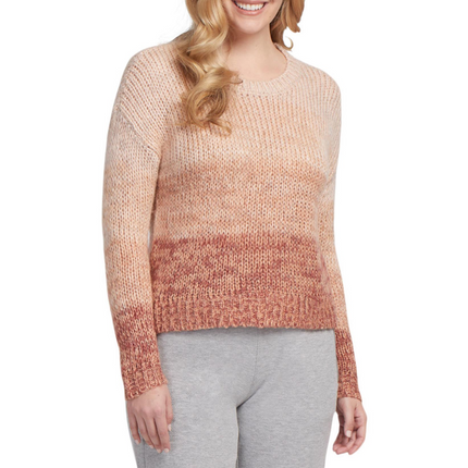 Tribal Long Sleeved Crew Neck Ombre Knit Sweater Tawny