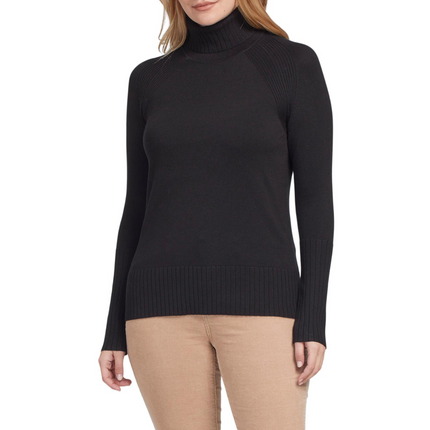 Tribal Turtleneck With Wide Ribbed Cuff Black