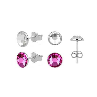 Rossan Duo Pack Flattop Crystal Stud Fuschia FE4732FU