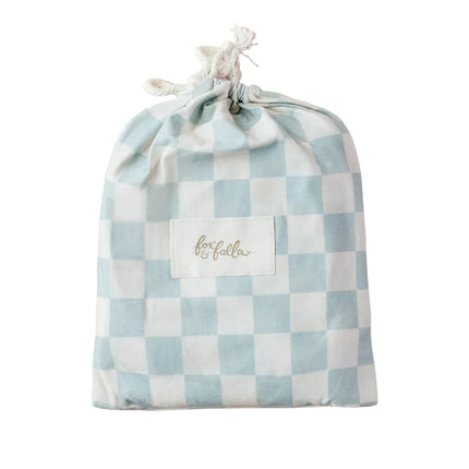 Fox & Fallow Organic Fitted Cot Sheet Sage Check