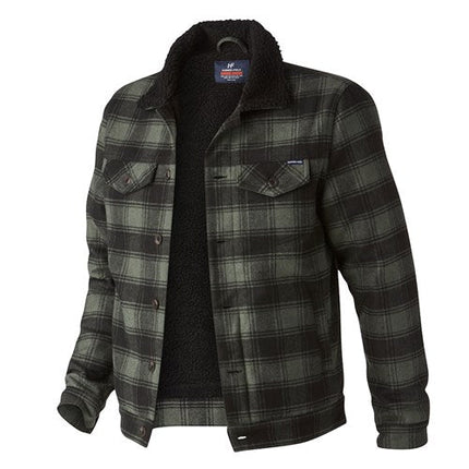 Hammer + Field Yarn Dye Jacket with Sherpa Lining Stone Green Check