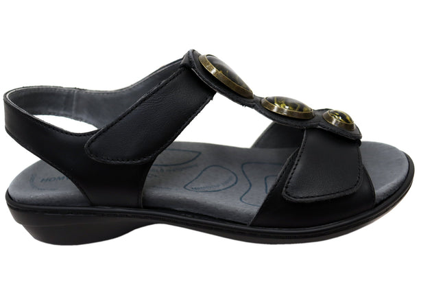 Homyped Analise T Bar Leather Shoes in Black Size 6