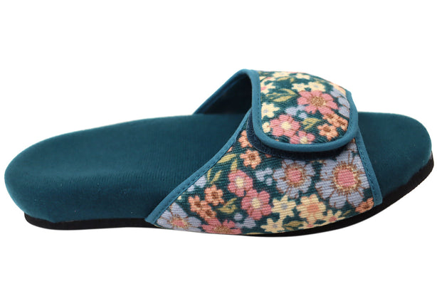 Homyped Snug 2 Womens Supportive Comfortable Open Toe Slippers Teal Size 8
